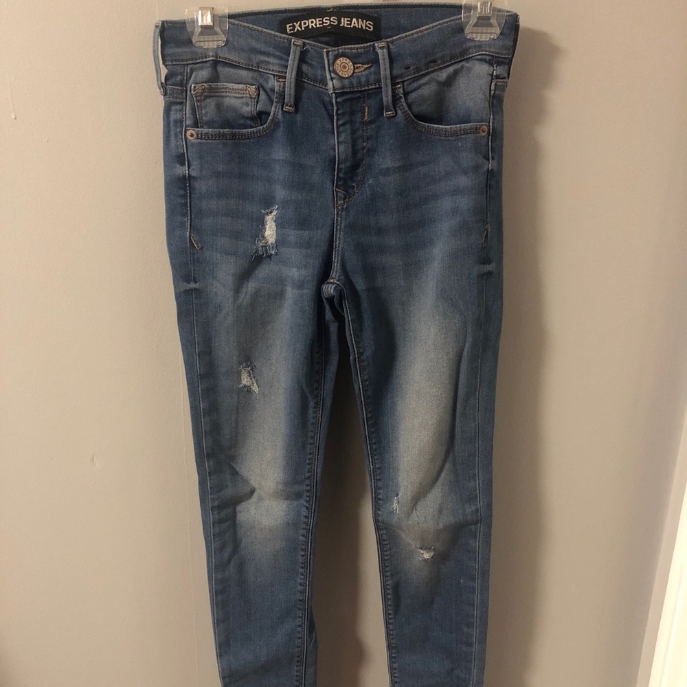 Express Distressed Cropped Ankle Jeggings